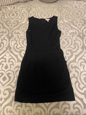 Lilly Pulitzer Black Sleeveless Dress Pink Liner Size Small